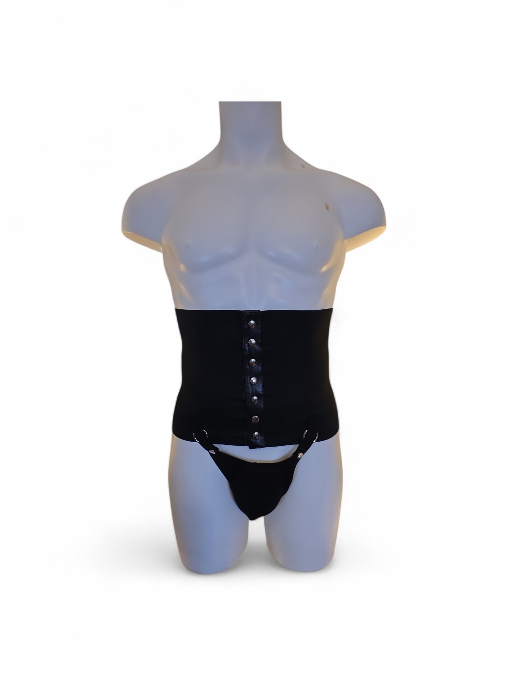 Black Men's Waist Cincher and Jockstrap Set - Comfort Fit